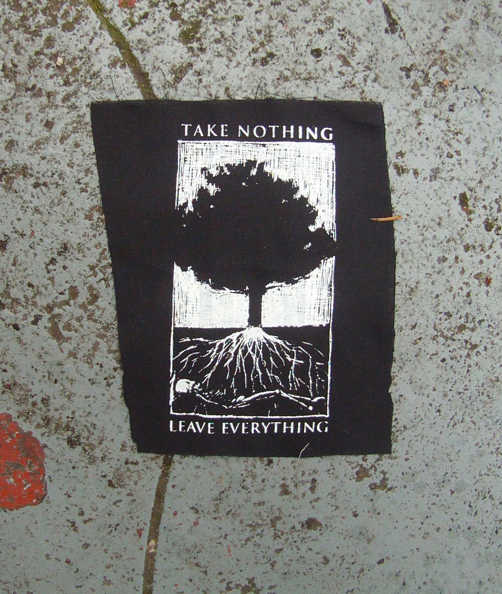 Take nothing leave everything screenprinted patch punk earth first black metal deal with it