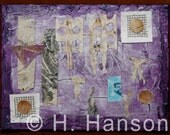 abstract mixed media to ignite the peaceful warrior, 9x12 ready to hang canvas, purple, "Samurai Fading"