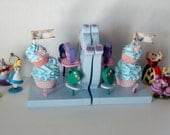Whimsical OOAK Alice in Wonderland Inspired Fake Cupcake Tea Party Bookends Perfect Addition for Little Girls Room, Cupcake Kitchens