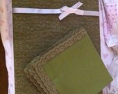 Beautiful Rose Floral Lace Scallop Edge Table Cloth and Napkins - Cottage Chic - Table Runner -  Shabby Chic