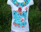 Unique and Original Boutique Quality Circus Elephant Tank Top and Triple Ruffle Capri--12mos-5T