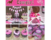 DIY Cowgirl Birthday Party PRINTABLE Deluxe Package pink brown hot pink horse boots Western Il_170x135