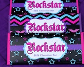DIY Rockstar Girl Printable Birthday Party Candy Bar wrappers stars polka dots chevron Hot pink black teal purple rock star hershey's Il_170x135