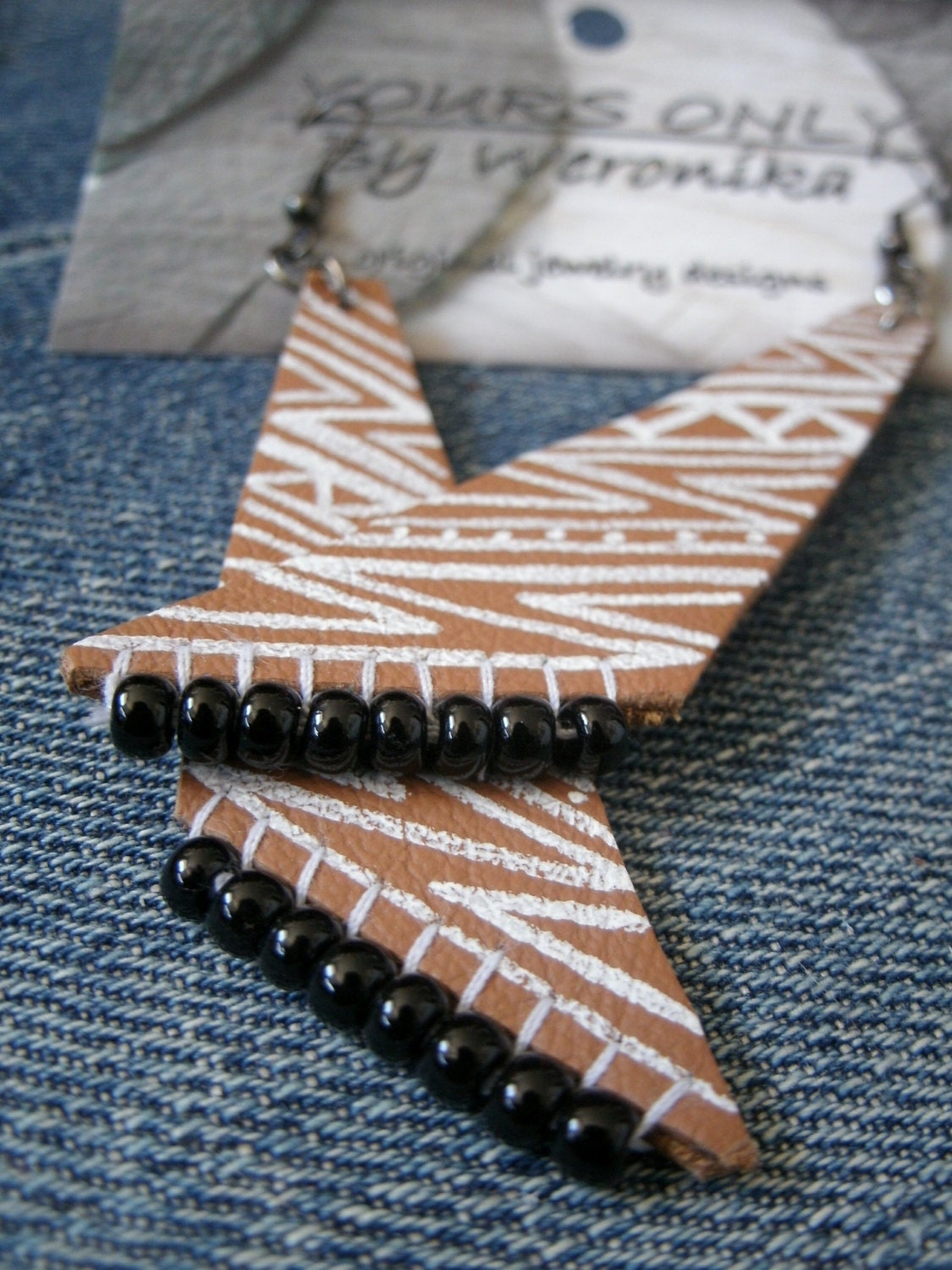 leather geometric earrings - handcrafted triangle dangle earrings, eco friendly, neutral tones