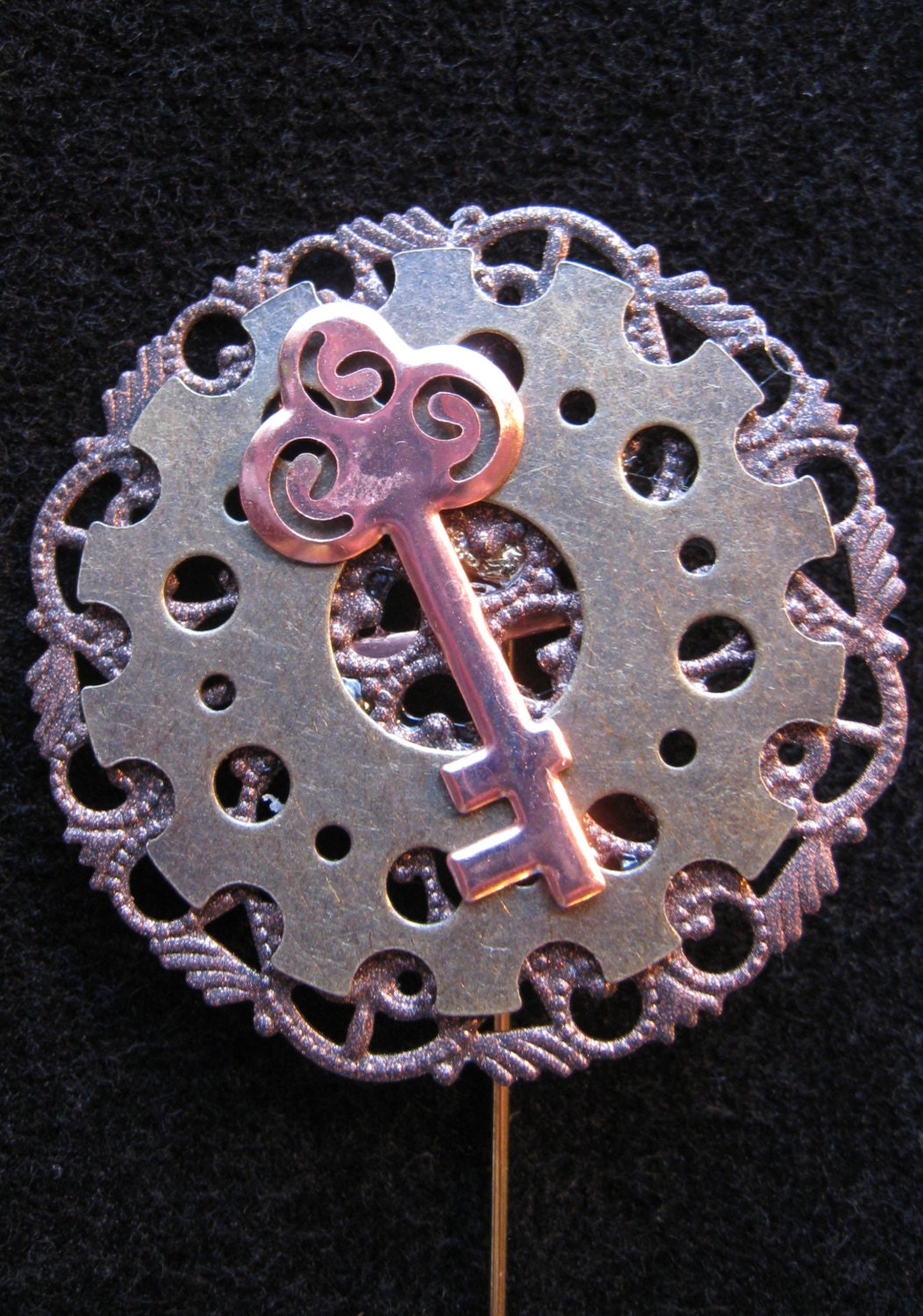 Steampunk Cravat, Lapel, Ascot stick pin, FREE SHIPPING