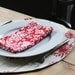 Round Placemats - FREE SHIPPING - Off White with Red Dandelions - Set of 4