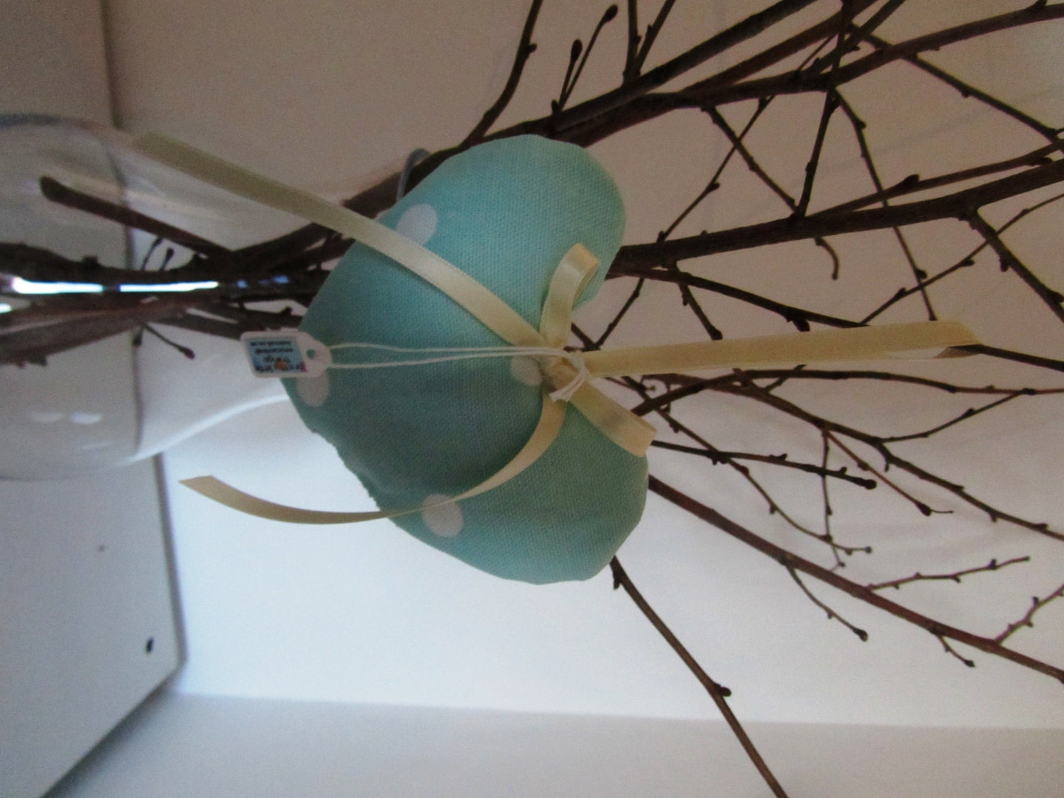 Handmade turquoise spotty hanging heart