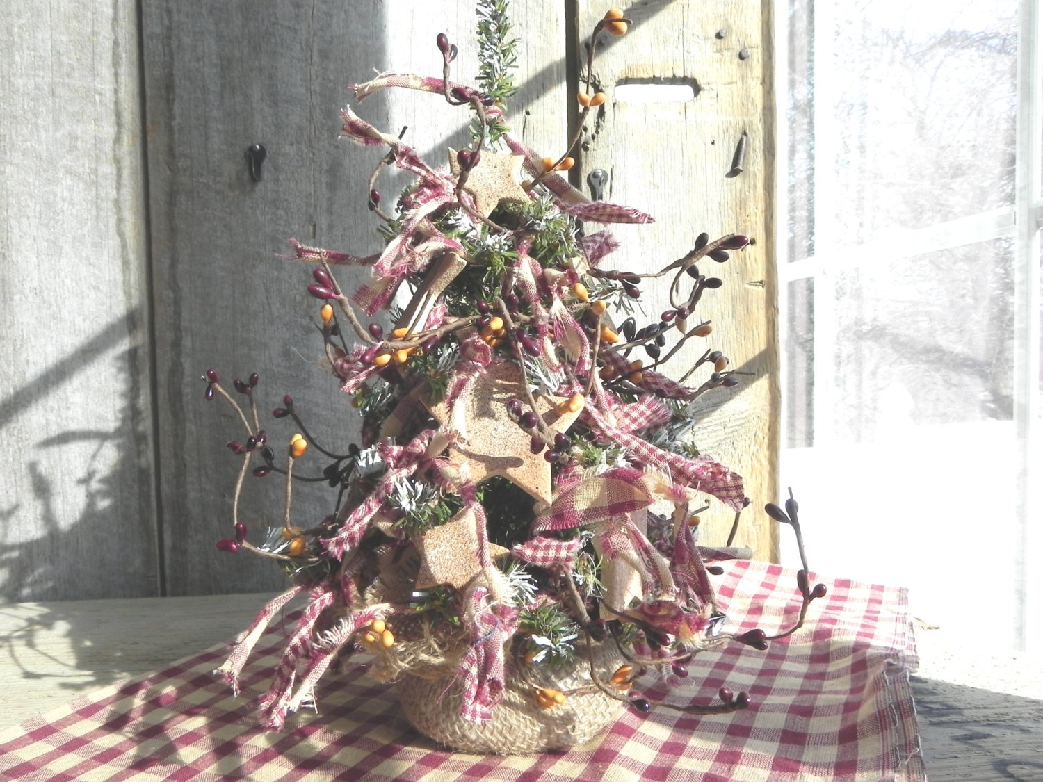 Kitchen Decor Cinnamon Star Tree 12" Primitive Tabletop Homespun Artificial Tree