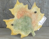 Yellow Fall Leaf Salt Dough Ornament / Autumn Leaves Decor