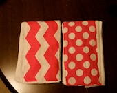 Chevron polka dot burp cloth set