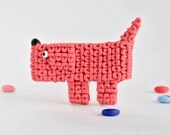 Pink Dog Brooch - Fun pet lovers jewelry - Animal Pin