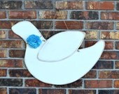White Wooden Dove - Hanging, Distressed White
