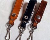 Leather keychain, leather key fob, belt loop with snap, detachable keyring, with ring and hook,handmade