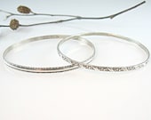 Art Deco European Silver Bangle Bracelet Set of 2 Slender C. 1940s Jewelry