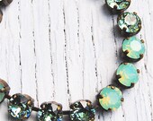 Mint Bracelet Rhinestone Tennis Bracelet Swarovski Crystal Celery Green Green Opal Bracelet