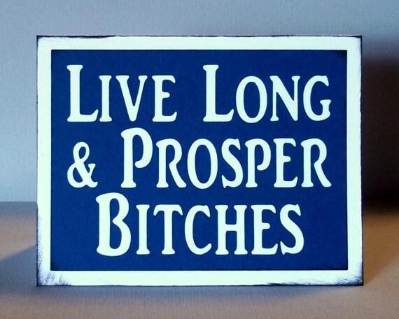 Live long and Prosper - Blue Card with White lettering - Star Trek inspired - blank inside
