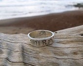 Surf Ring, Sterling Silver, Hand Stamped Jewelry, Surfer, Wave, Thick 5mm, Unisex, Mens, Hawaii, Hammered, Handmade, Gift for Her