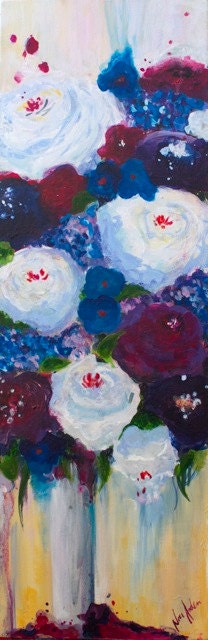 Original Acrylic Painting - Flowers, 10x30