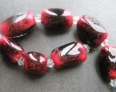 Red Webbed Wonder Nuggets - Handmade Lampwork Glass Bead Set SRA FHFteam Y3  GBUK UK Seller Cpteam