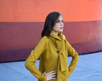 Mustard scarf coat deep