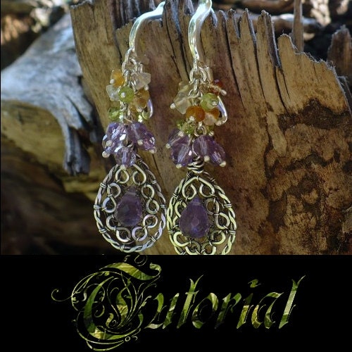 50% OFF PROMOTION Grapes Earrings Jewelry Tutorial Wire Wrapped Netted Earrings Vintage Style PDF file Level: Intermediate