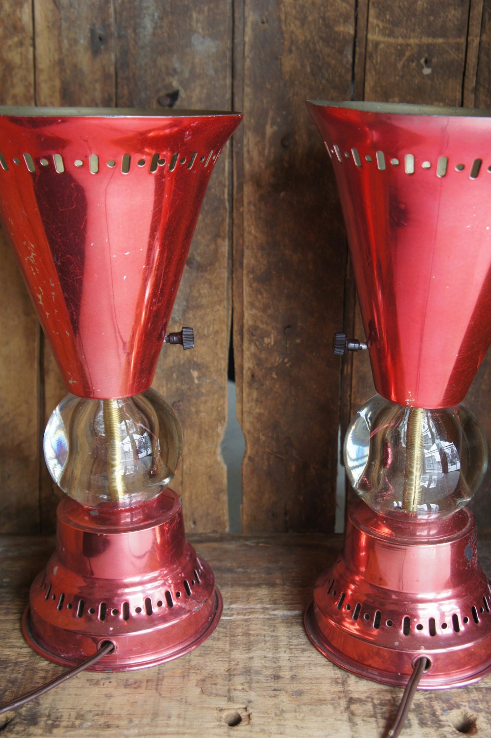 Vintage Atomic Up Light Lamp Pink Metal Lucite Mid Century Retro Mod Eames Era Cone Torchiere