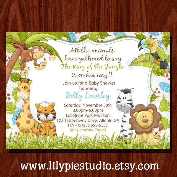 NEW Jungle Baby Shower Invitation Printable Digital File Il_170x135