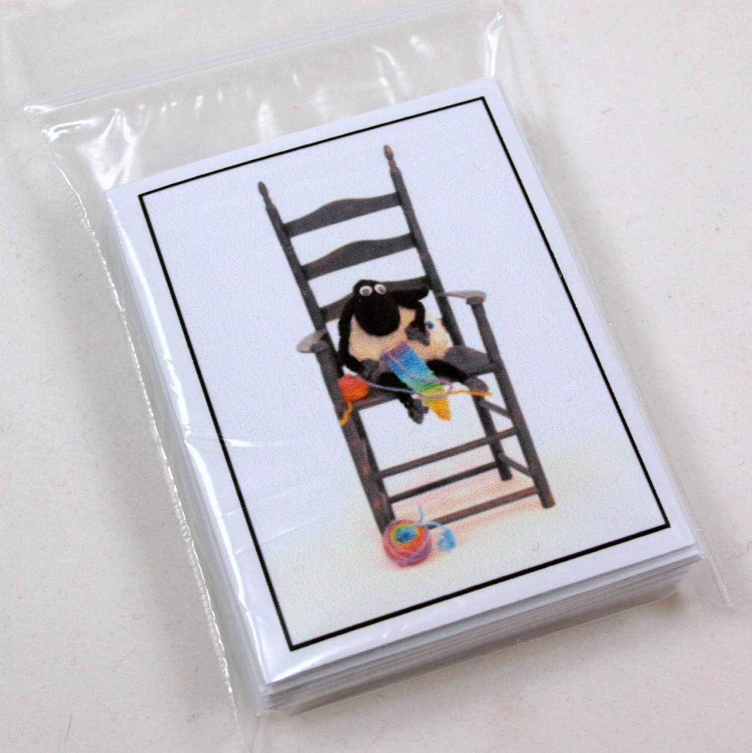 knitting sheep mini note cards, gift tags, gift enclosure, whimsical gift for knitters or fiber lovers