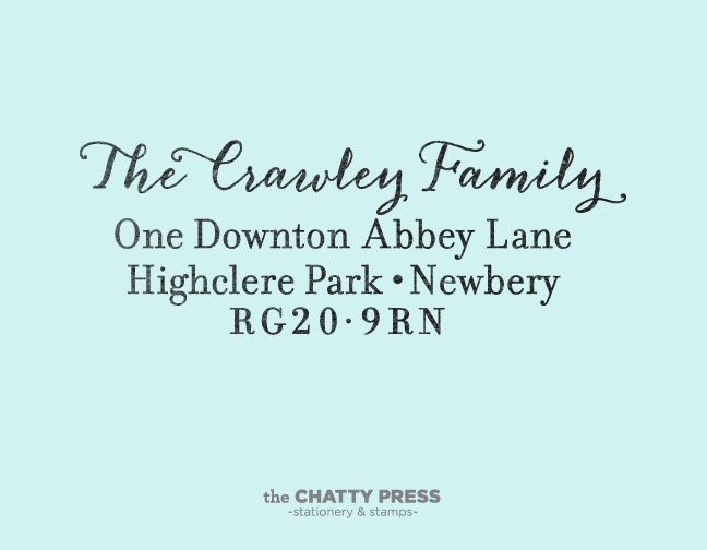 custom address stamp SIMPLE SCRIPT with wood handle - calligraphy inspired