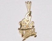 14K Etched "I Love You" Pendant / Great Valentine's Day Gift / 0.9 Grams / Gorgeous / FREE Us Shipping
