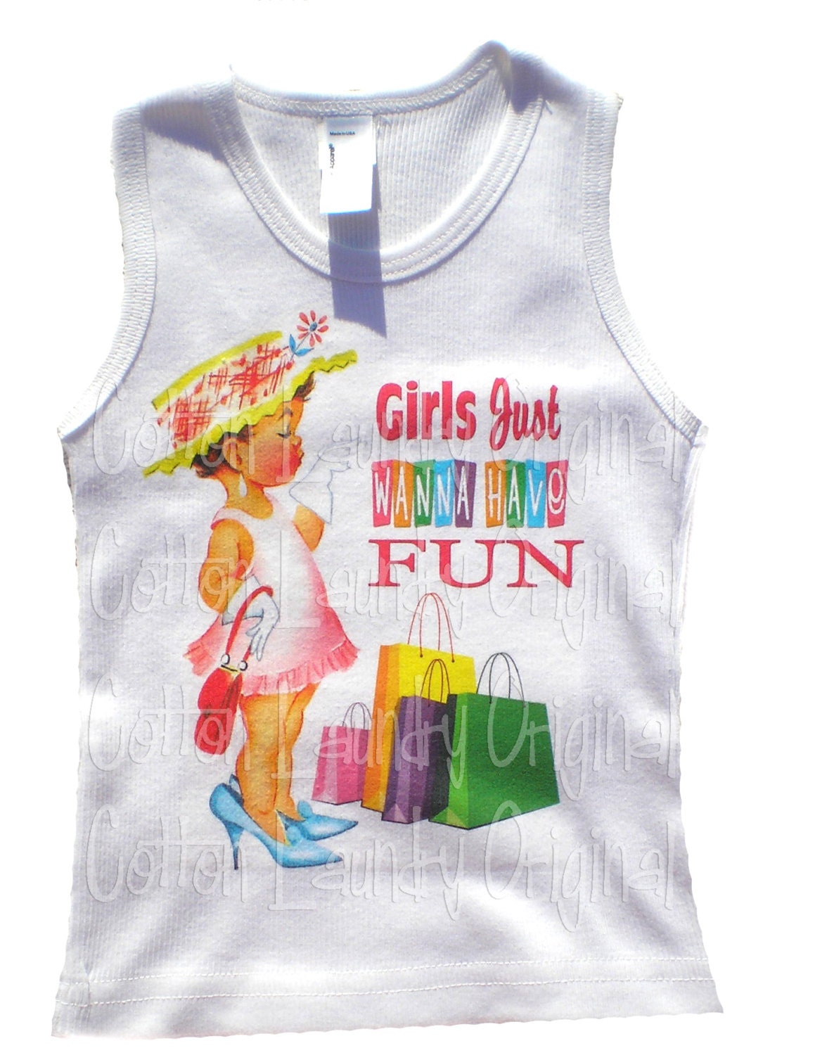 Vintage childrens tshirt Girls Just Wanna Have FUN...Ooak