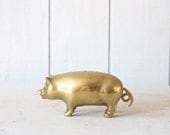 Vintage Brass Pig Bank // Solid Brass