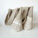 Set of 2 - Linen Burlap Tote with Vintage Doily - Bridesmaid Gift - Rustic Wedding - Eco Friendly Wedding