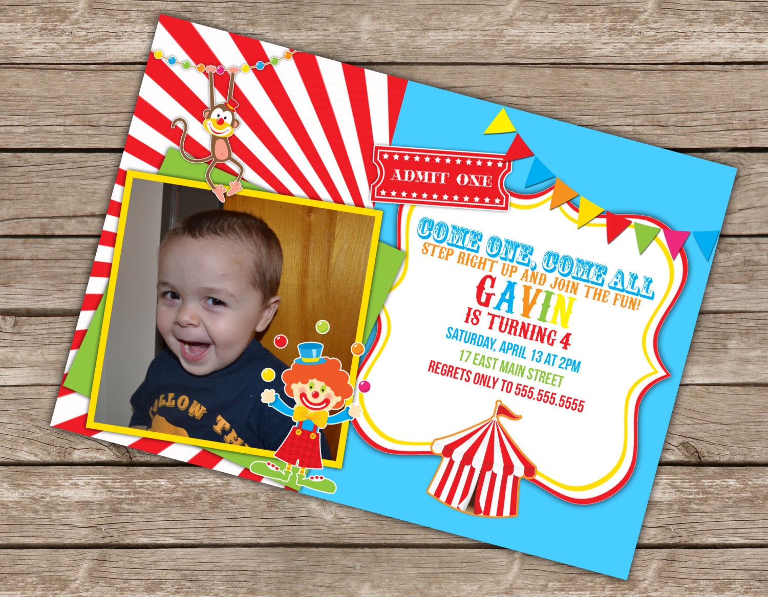 Circus Birthday Invitation (Printable Digital File) Il_170x135