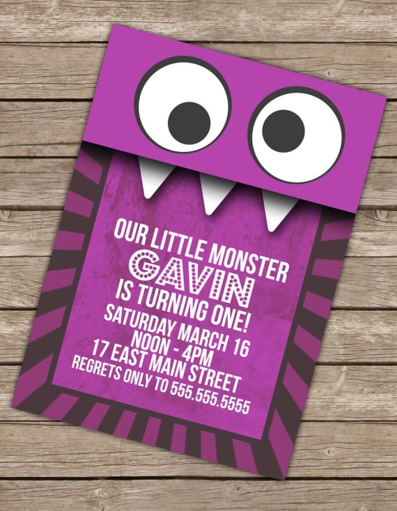Little Monster Birthday Invitation (Printable Digital File) Il_570xn