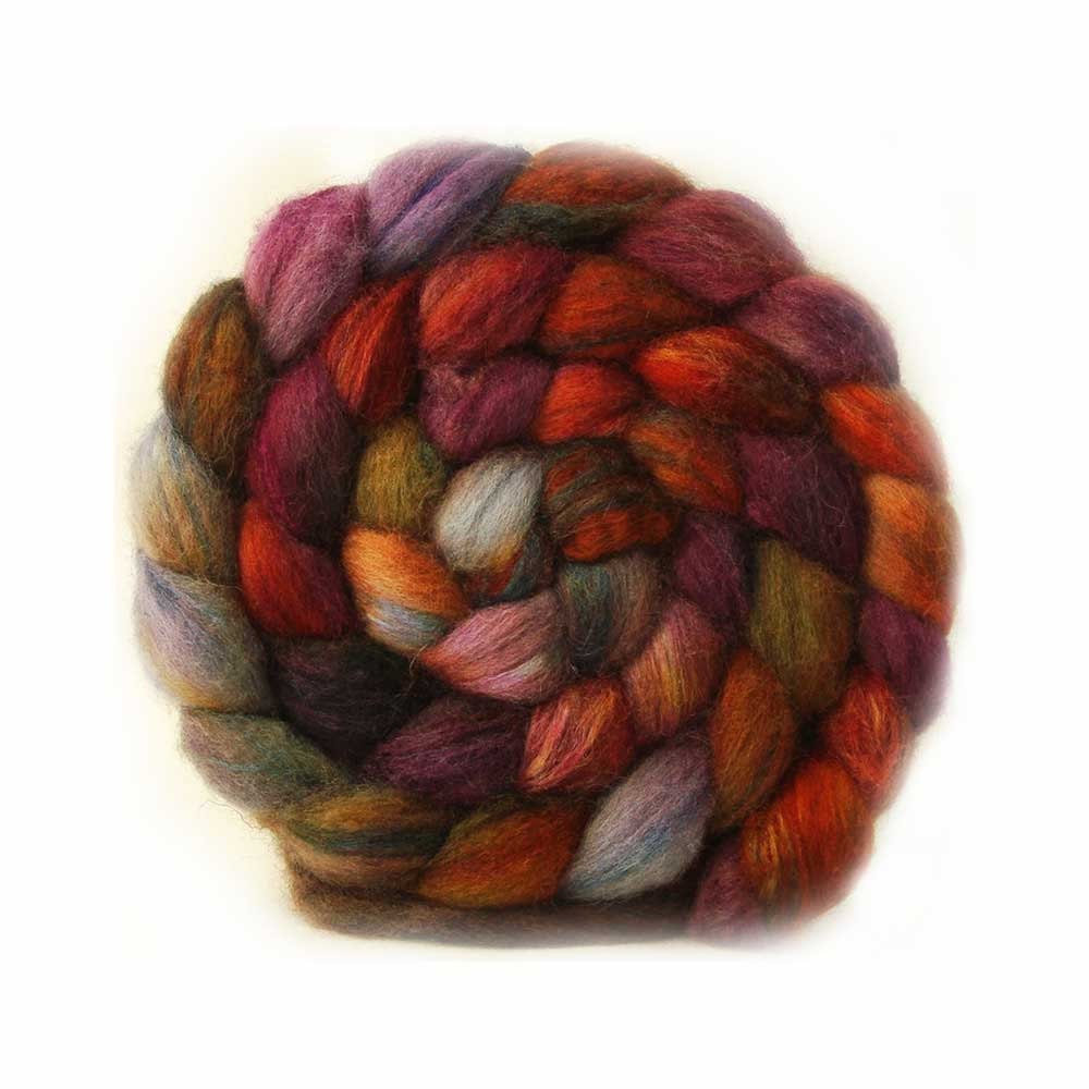 Buy 3 Get 1 Free - bfl silk top VILLAIN roving hand painted 4.9oz