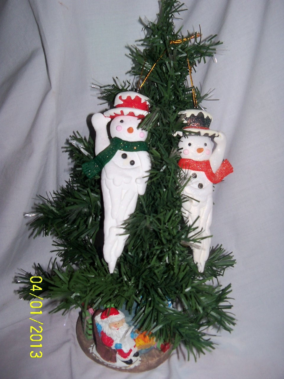 Clay And Glittery Icicle Snowman Ornaments Set