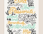 11x14-in Julia Child Quote Illustration Print.