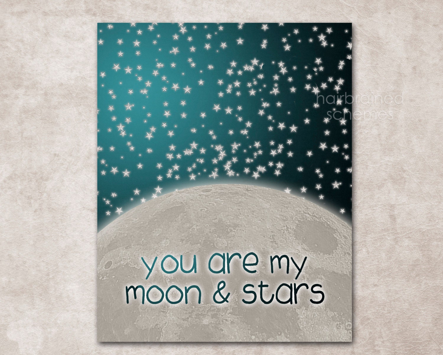 You are My Moon and Stars Digital Art Print - Starry Night Sky Starry Poster Print - hairbrainedschemes