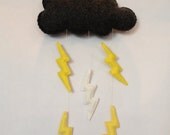 Large cloud with yellow and white lightning bolts for playroom decor , baby mobile boys room