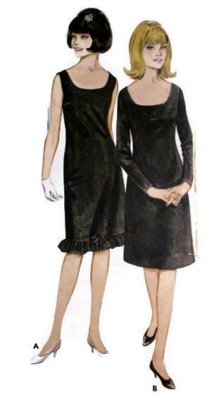 Vintage 1960's Women's Sewing Pattern Butterick 3294 Mod A-Line Knee-Length Dress Sleeve Variations Size 10 Bust 31"