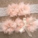 Bridal Garter Wedding Garter Set Toss Garter included Blush Peach Roses Ivory with Rhinestones and Pearls  Custom Wedding colors