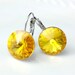 Yellow Sunflower Earrings Swarovski Crystal Rivoli Lemon Zest Earrings Canary Yellow Hypoallergenic Surgical Steel Earrings Bridesmaid Gift