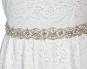 bridal sash,  rhinestone sash , wedding beaded sash - Lena