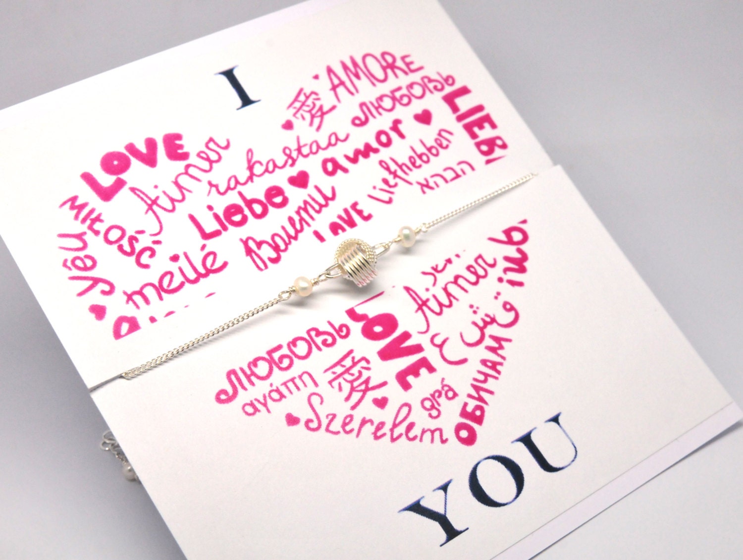 Valentines's Day Gift Ideas/ Love Knot  Bracelet/Gift with Card/Bridesmaid Gift with Card
