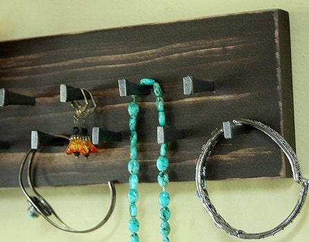 Jewelry Organizer Wall Jewelry Holder Rustic Brown Medals Holder Headband  Earring Holder Necklace Rack Key Holder Necklace Holder