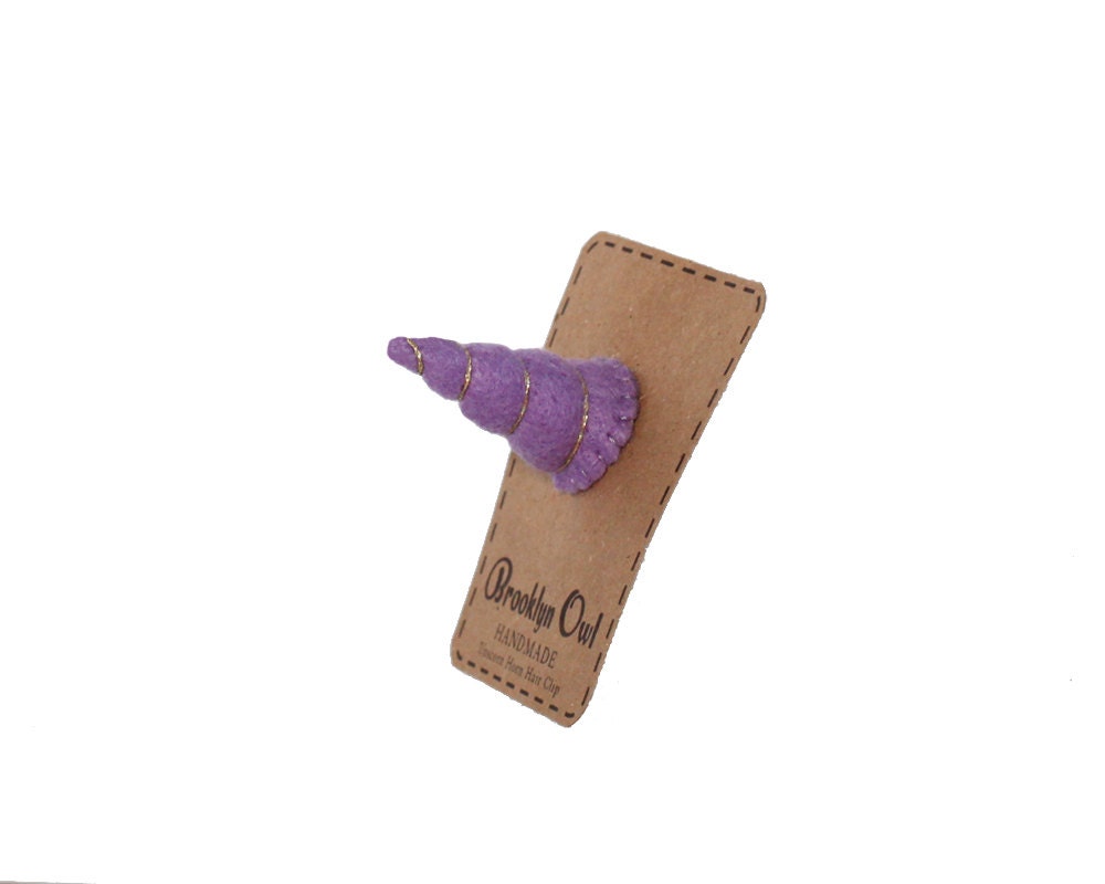 Unicorn Horn Hair Clip with Lavender Felt in Mini Size Headband Costume