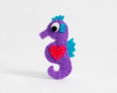 Purple Sea Horse Hair Clip Animal Felt named Coney