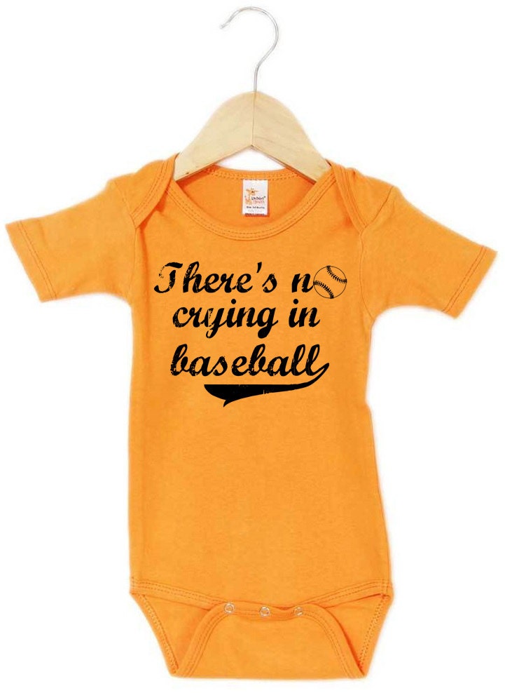 There's NO CRYING in BASEBALL Bodysuits, Baby Shower, Toddler, Tees, Infant, Preemie, Newborn, Children, Kids, Party Favor, Twins