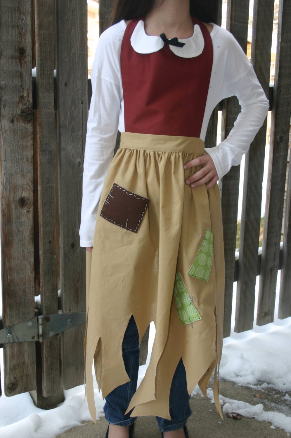 COSETTE SNOW WHITE Peasant child full apron. Les Miserables. servant maid work costume. sizes 2t, 3t, 4, 5, 6, 7, 8, 9, 10, 11, 12. Disney.